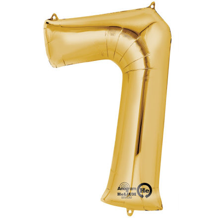 Folieballong, siffra 7 guld 86 cm