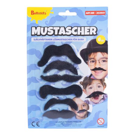 Mustascher, barn 6 st