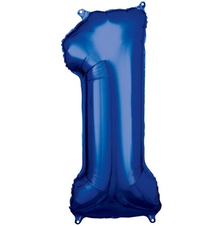 Folieballong siffra, 1 blå 86 cm