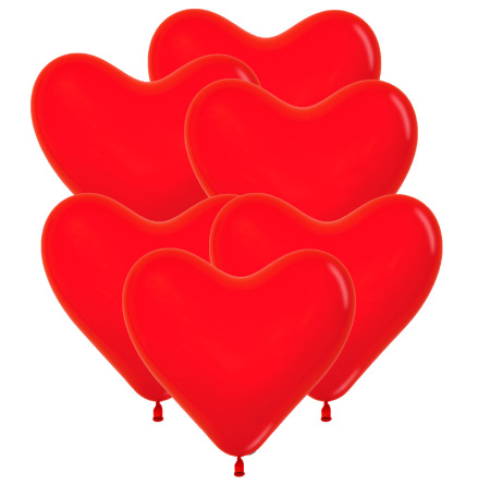 Ballonger, hjärta röd 6 st