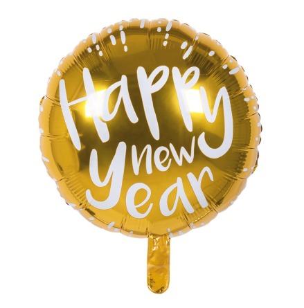 Folieballong, happy new year guld 45 cm