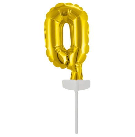 Folieballong, siffra 0 guld 13 cm