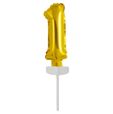 Folieballong, siffra 1 guld 13 cm