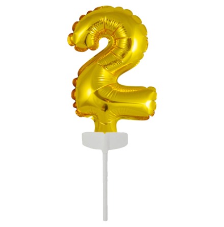 Folieballong, siffra 2 guld 13 cm