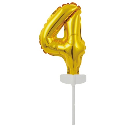 Folieballong, siffra 4 guld 13 cm