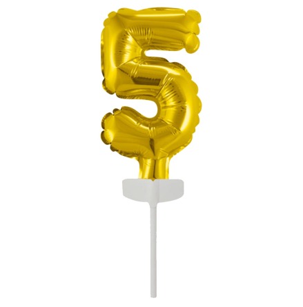 Folieballong, siffra 5 guld 13 cm