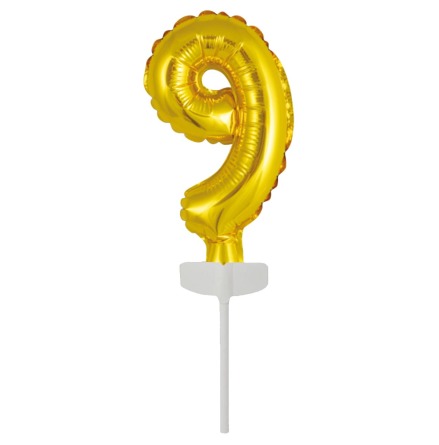 Folieballong, siffra 9 guld 13 cm