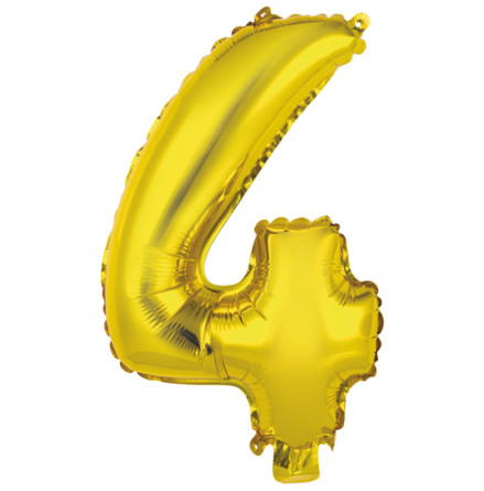 Folieballong, siffra 4 guld 40 cm