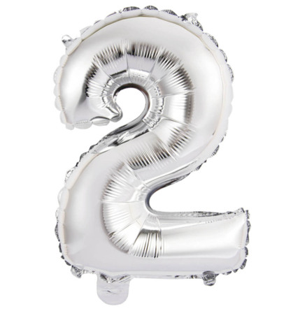 Folieballong, siffra 2 silver 40 cm