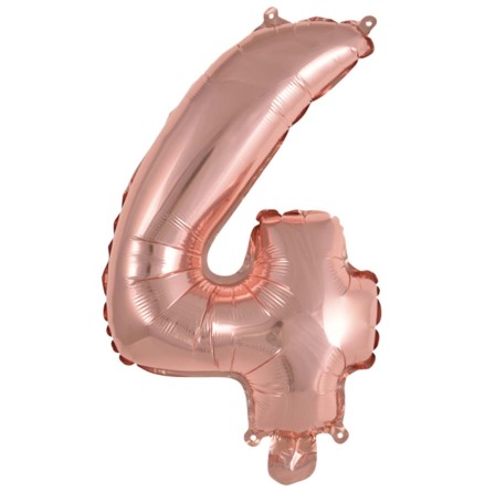 Folieballong, siffra 4 rosé 40 cm