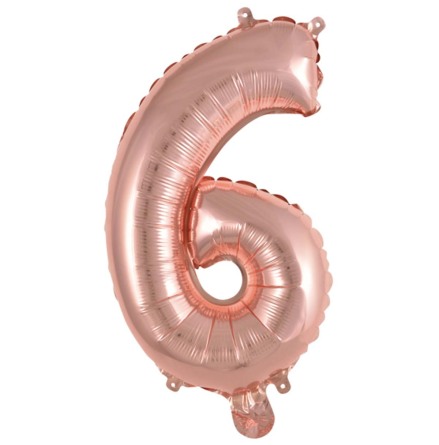 Folieballong, siffra 6 ros 40 cm