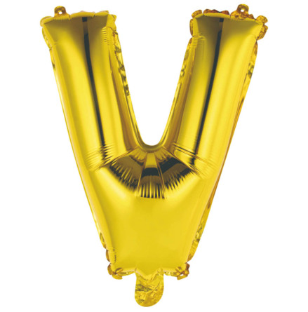 Folieballong, bokstav V guld 40 cm