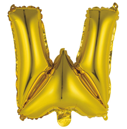 Folieballong, bokstav W guld 40 cm