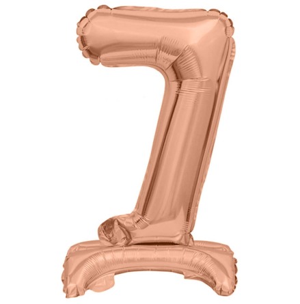 Folieballong, siffra 7 rosé stående 38 cm