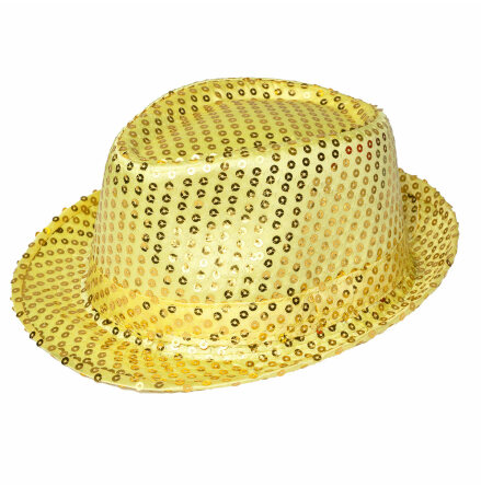 Glitterhatt, fedora guld