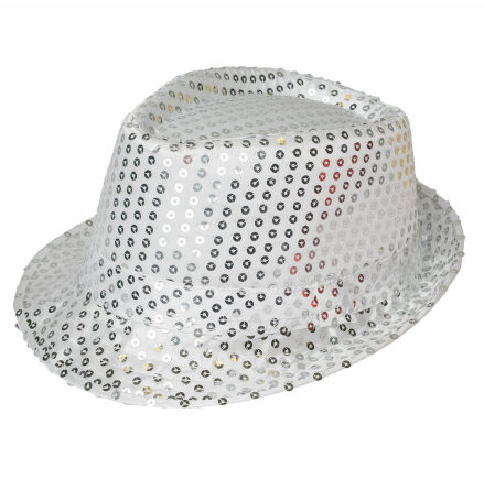 Glitterhatt, fedora silver