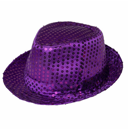 Glitterhatt, fedora lila