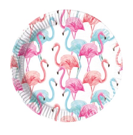 Papperstallrikar, flamingo 23 cm 8 st