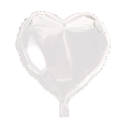 Folieballong, hjärta vit 45 cm