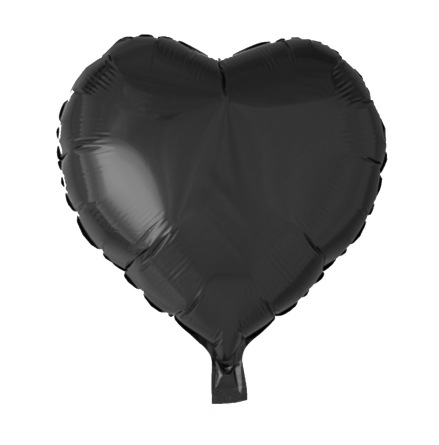 Folieballong, hjärta svart 45 cm