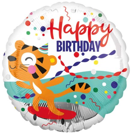 Folieballong, happy birthday tiger 43 cm