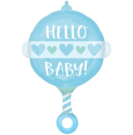 Folieballong, hello baby blå 60x43 cm