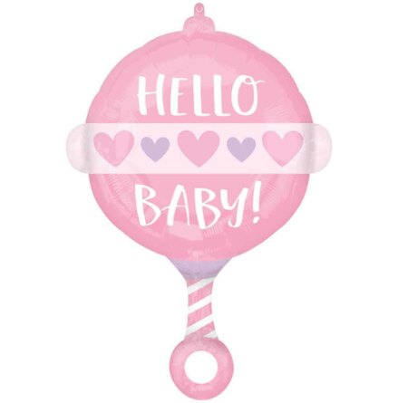 Folieballong, hello baby rosa 60x43 cm