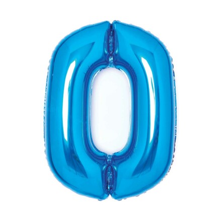 Folieballong, 66 cm blå siffra 0