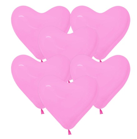 Ballonger, hjärta rosa 6 st