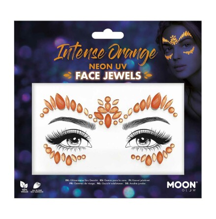 Moon Neon UV kroppsstenar, Intense Orange Face Jewels