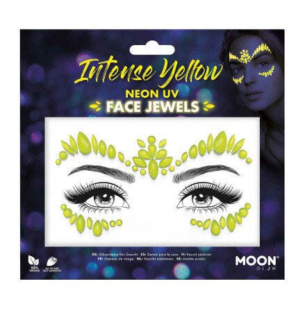 Moon Neon UV kroppsstenar, Intense Yellow Face Jewels