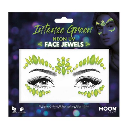 Moon Neon UV kroppsstenar, Intense Green Face Jewels
