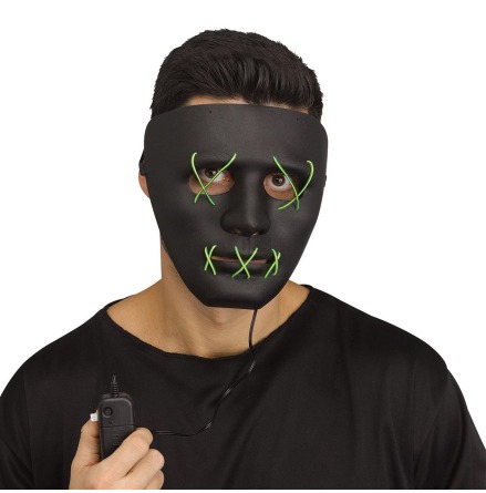 LED-mask, lysande trådar svart/grön